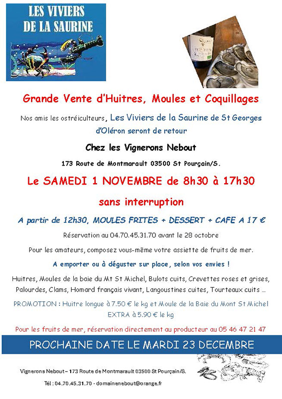 508 Moules Vivier de la Saurine 2025 Domaine Nebout Vignoble Vins Vigneron Saint Pourcain Allier Auvergne