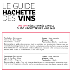 592 Guide hachette des vins 2027 tout Domaine Nebout Vignoble Vins Vigneron Saint Pourcain