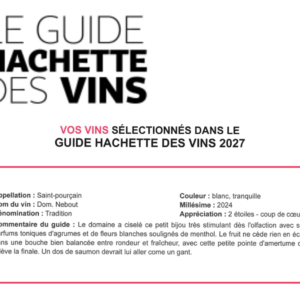 593 Guide hachette des vins 2027 tradition Domaine Nebout Vignoble Vins Vigneron Saint Pourcain Allier Auvergne