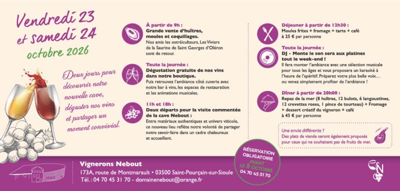 596 Invitation 2026 Verso Domaine Nebout Vignoble Vins Vigneron Saint Pourcain Allier Auvergne